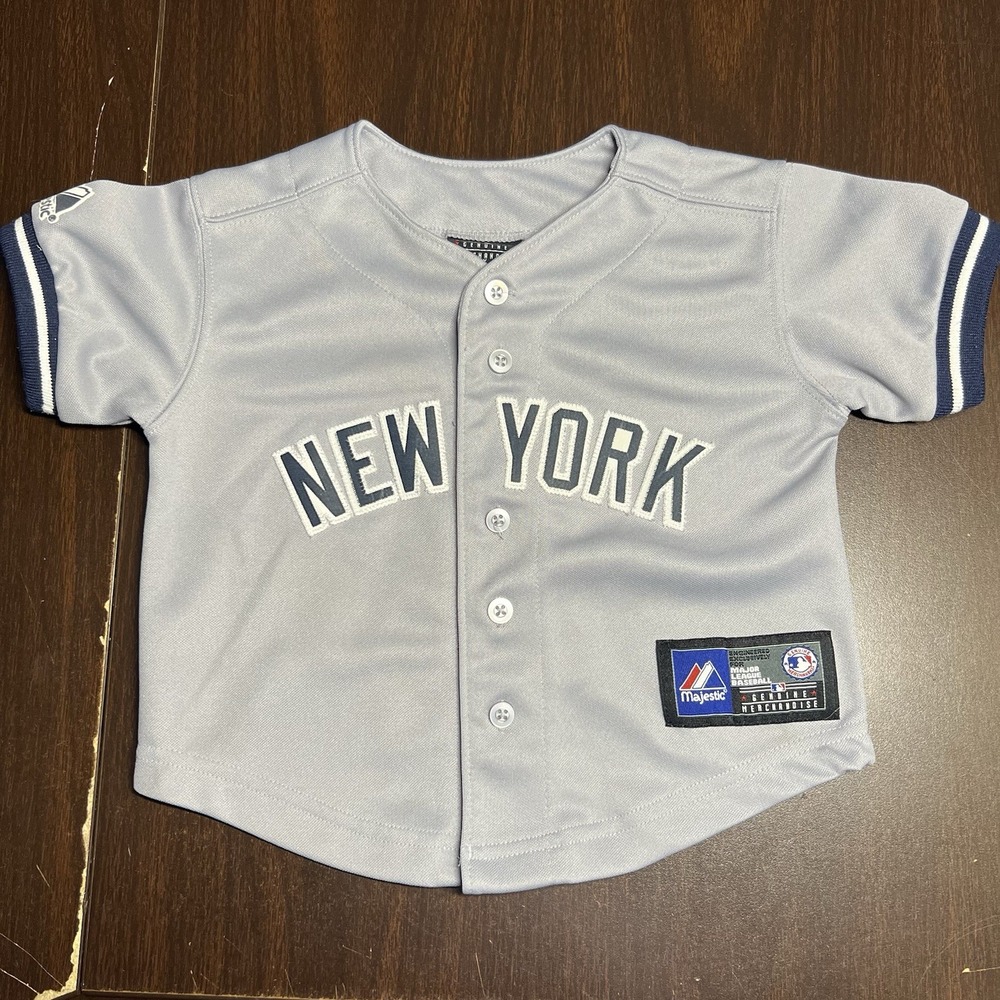 Vtg HTF‎ Majestic NY Yankees Derek Jeter #2 Jersey Boys 18M Gray MLB -RARE- Read